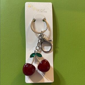 Cherry Keychain/Bag Charm with Silver Clip